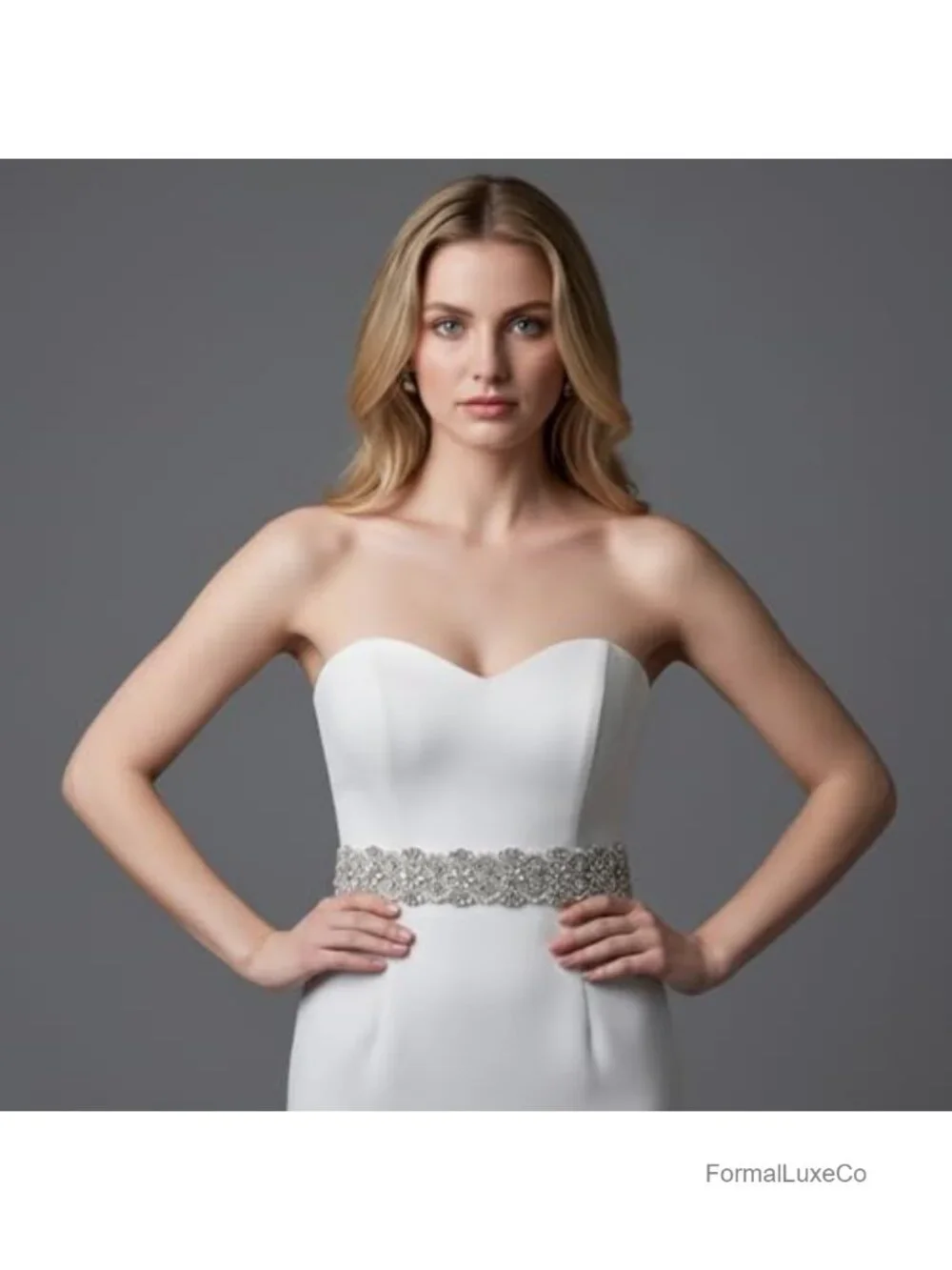 Rhinestone Bridal Belt Wedding Dress Sash Satin Ribbon Self-Tie